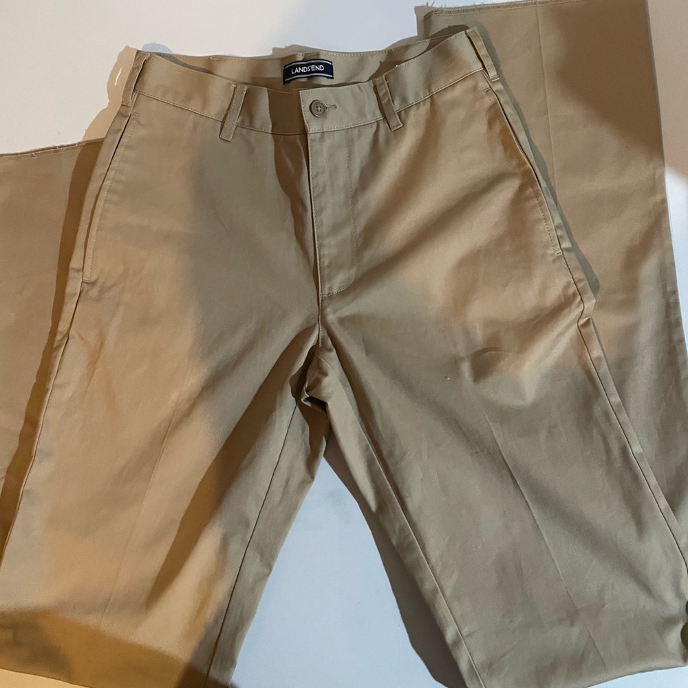Lands End 27 Khaki Chino Boys Pants NEW